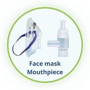 face mask or mouthpiece part of nebuliser is visibile in the image